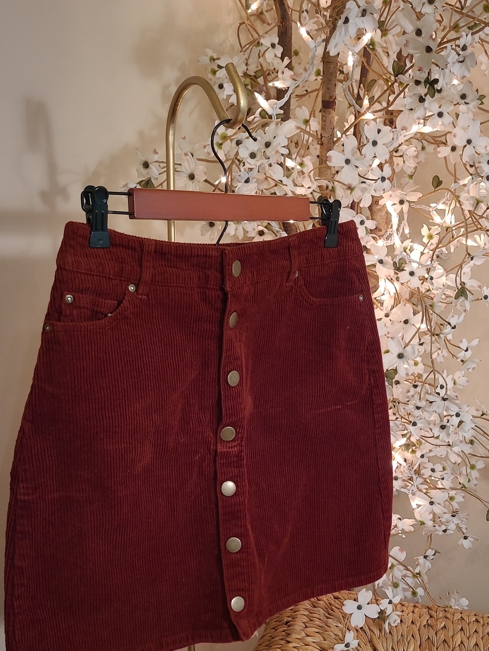 Rust Corduroy Skirt - Picture 2 of 4